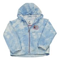 Modro-bílá šusťáková jarní bunda s Frozen a kapucí 