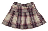 Vínovo-smetanová kostkovaná skládaná sukně H&M