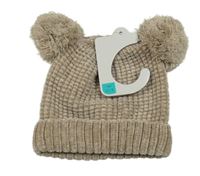 Nové - světlehnědá žinylková čepice s bambulemi F&F