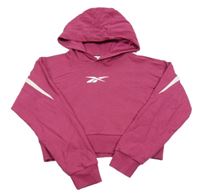 Tmavorůžová crop mikina s logem a kapucí Reebok 