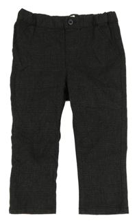 Antracitové kostkované kalhoty H&M