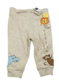 Nové - béžovo-šedé melírované tepláky se zvířátky dunnes 