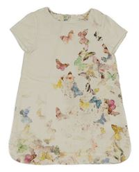 Smetanové šaty s barevnými motýlky Zara