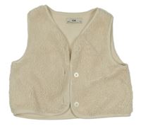 Smetanová huňatá podšitá propínací vesta C&A