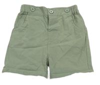 Khaki plátěné kraťasy s kapsami 
