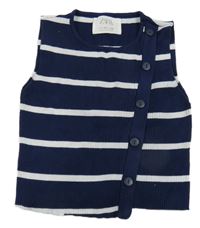 Tmavomodro-bílá pruhovaná propínací úpletová vesta Zara