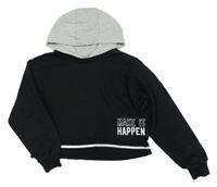 Černo-šedá crop mikina s kapucí Primark