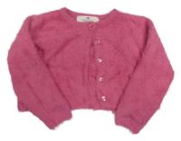 Růžové chlupaté propínací svetrové bolerko H&M