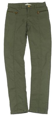 Khaki skinny rifle se zipy H&M