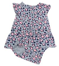 Šedo-tmavomodro-neonově růžové body s leopardím vzorem a sukní Carter's