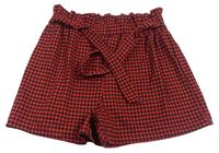 Červeno-černé vzorované úpletové kraťasy s páskem Primark