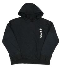Černá mikina s potiskem a kapucí Adidas