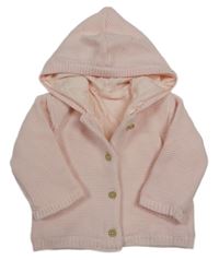 Světlerůžový propínací podšitý svetr s kapucí Matalan