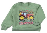 Zelená mikina s traktorem 