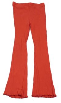 Jahodové žebrované flare legíny Shein