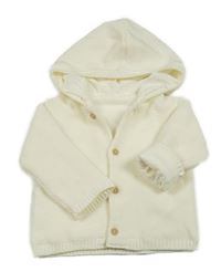 Smetanový propínací podšitý svetr s kapucí Matalan