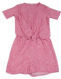 Růžovo-bílý puntíkatý kraťasový overal Name it