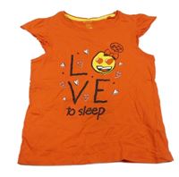 Pomerančové tričko s nápisem a smajlíkem Lupilu