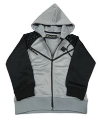 Šedo-černá propínací mikina s kapucí 