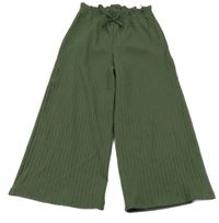 Khaki žebrované palazzo kalhoty C&A