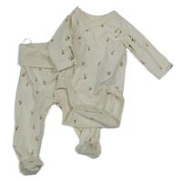 Nové - 2 set - Smetanové zavinovací body s hruškami + polodupky H&M