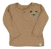 Béžovo-šedé pruhované triko s medvídkem George
