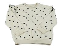 Smetanovo-černá puntíkatá mikina s volánky Nutmeg