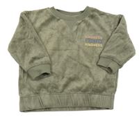 Khaki sametová mikina s nápisy PRIMARK