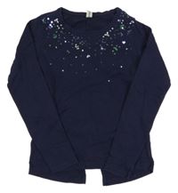 Tmavomodré triko s flitry Yigga