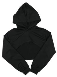 Černá crop mikina s kapucí Shein