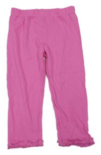 Růžové crop legíny s volánky Kids
