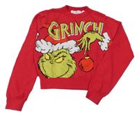 Červený crop svetr s Grinchem H&M