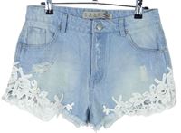 Dámské světlemodré riflové kraťasy s krajkou Denim 