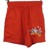 Dámské červené teplákové kraťasy s Mickeym a kamarády zn. Primark 