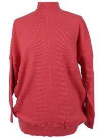 Dámský tmavorůžový žebrovaný svetr s rolákem M&Co