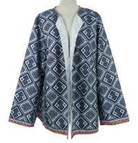 Dámský tmavomodro-bílý vzorovaný cardigán Shein 