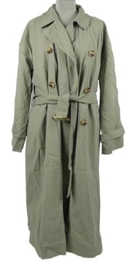 Dámský béžový plátěný jarní kabát s páskem Dunnes 