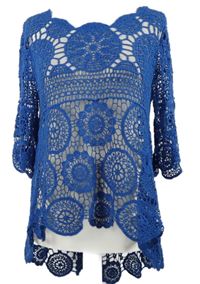 Dámská safírová krajková halenka 