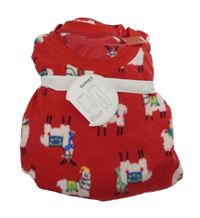 Nové - Dámské červené fleecové pyžamo s lamami Dunnes 