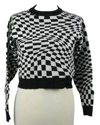 Dámský černo-bílý vzorovaný crop svetr FB Sister 