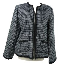 Dámský černo-bílý vzorovaný pletený kabátek