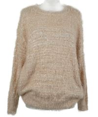 Dámský světlerůžový chlupatý svetr s flitry Atmosphere 