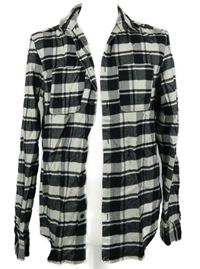 Pánská černo-bílá kostkovaná flanelová košile H&M