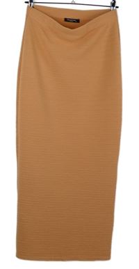 Dámská oranžová žebrovaná midi sukně 