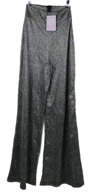 Nové - Dámské stříbrné zvonové kalhoty 