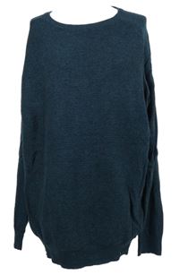 Pánský petrolejovo-černý melírovaný svetr George 