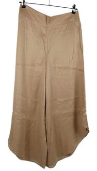Dámské světlerůžové saténové culottes kalhoty Zara 