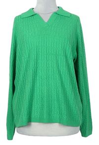 Dámský zelený copánkový svetr s límečkem TU 