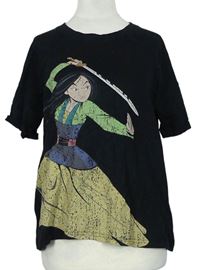 Dámské černé tričko s Mulan Disney 