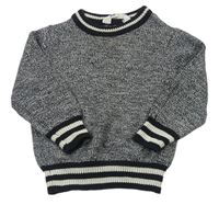 Černo-bílý melírovaný svetr s proužkem zn. H&M
